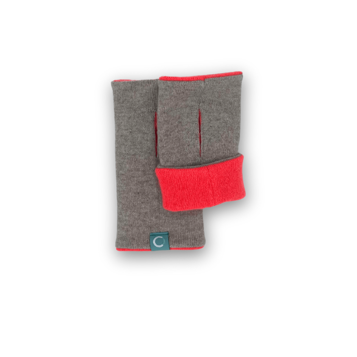 Recycled Cashmere Gloves | Ladies - Beige & Bright Orange - Cashmere Circle