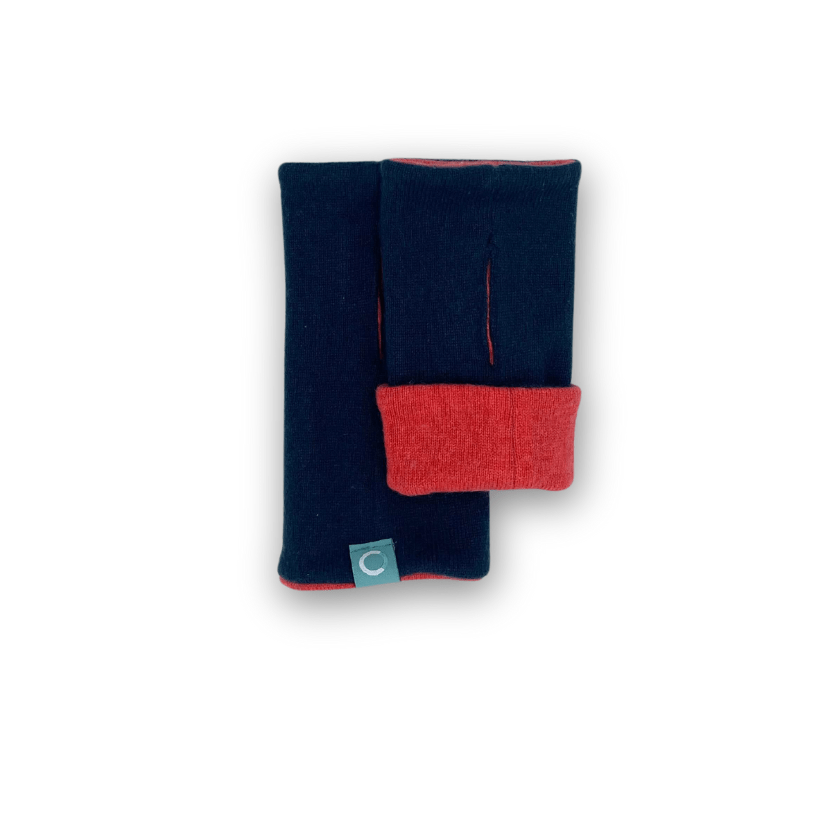 Recycled Cashmere Gloves | Ladies - Blue & Orange - Cashmere Circle