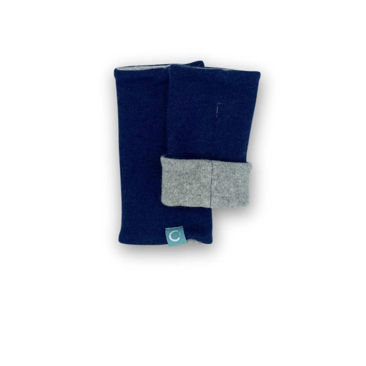 Recycled Cashmere Gloves | Ladies - Dark Blue & Grey - Cashmere Circle