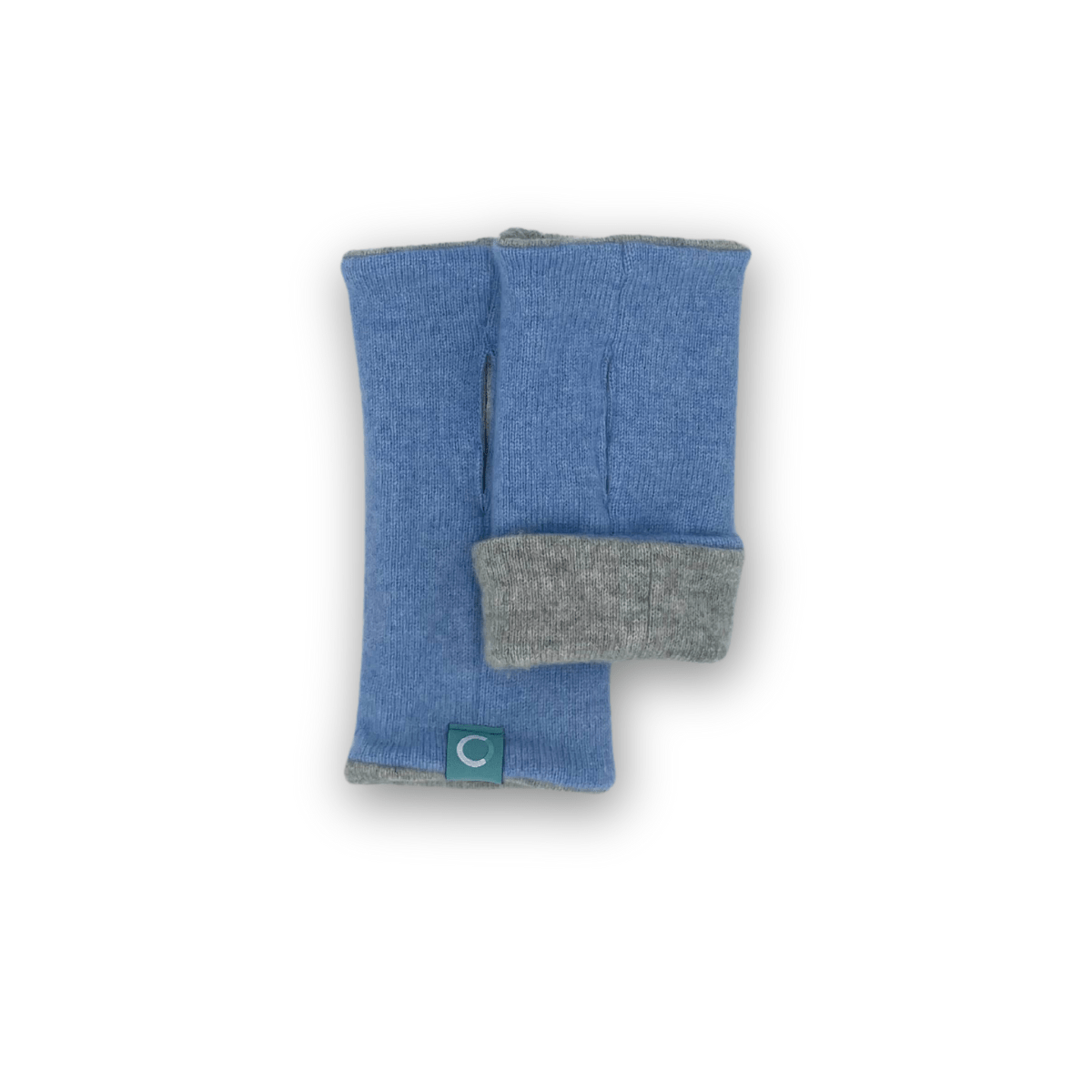 Recycled Cashmere Gloves | Ladies - Denim Blue & Grey - Cashmere Circle