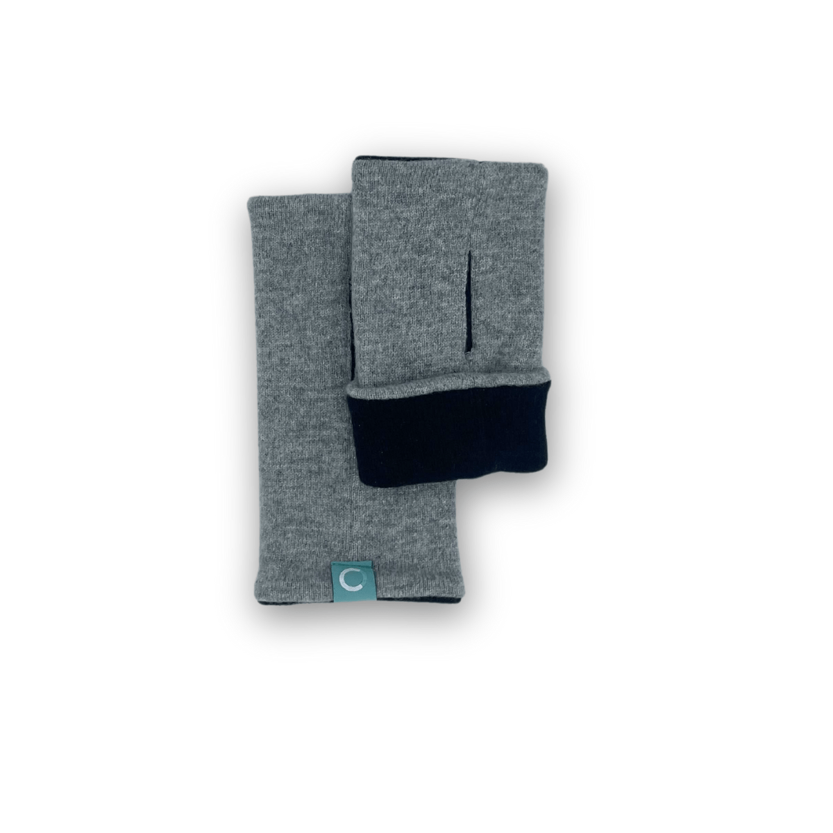 Recycled Cashmere Gloves | Ladies - Grey & Black - Cashmere Circle