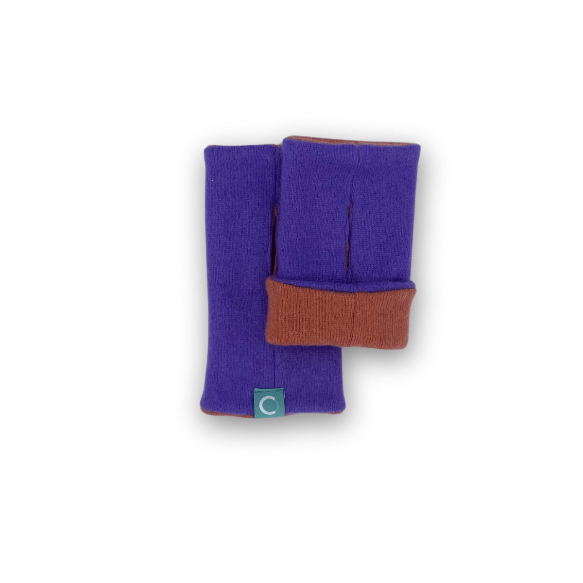 Recycled Cashmere Gloves | Ladies - Purple & Rust - Cashmere Circle