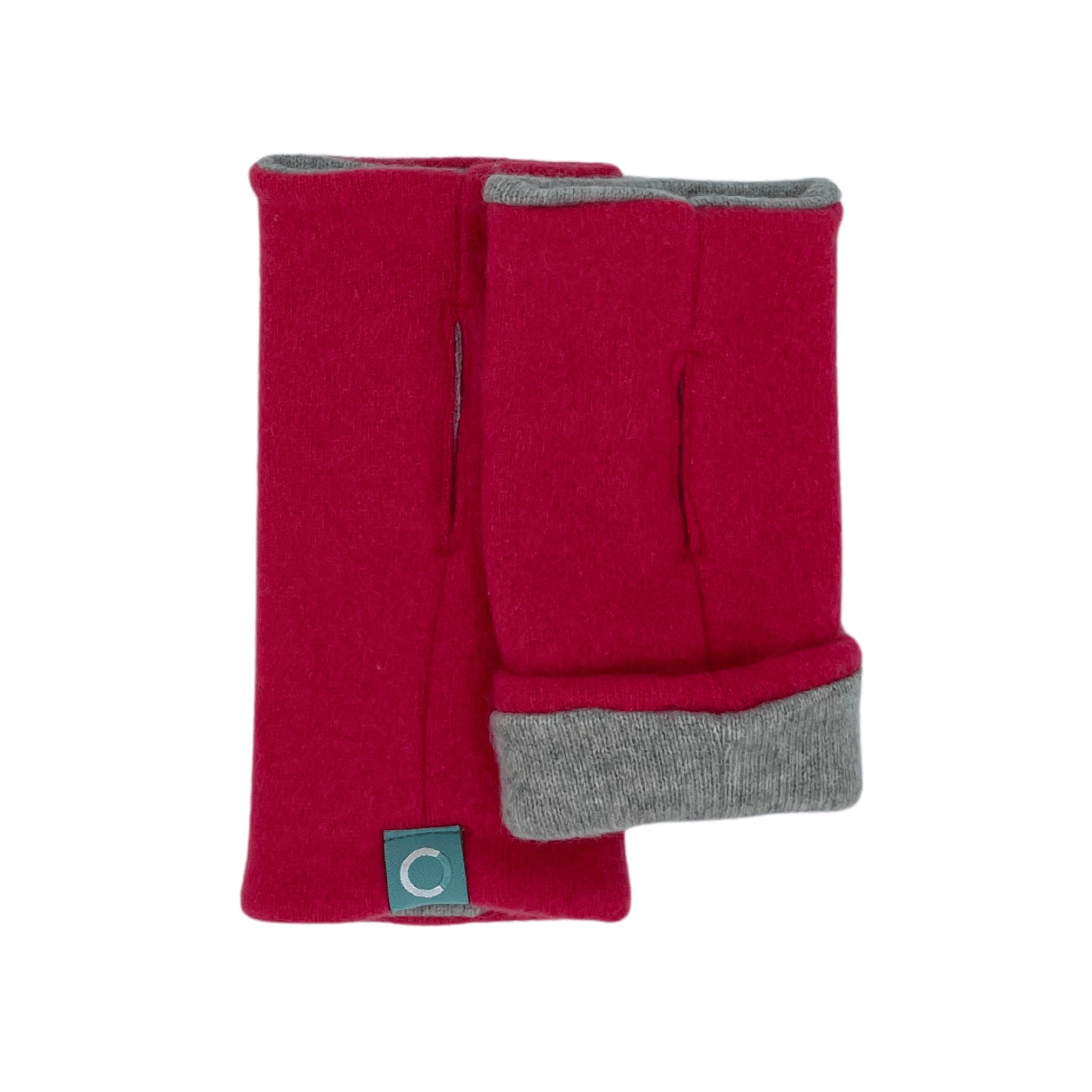 Recycled Cashmere Gloves | Ladies - Pink & Grey - Cashmere Circle