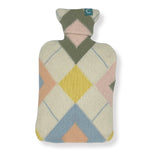 Recycled Cashmere Hot-water Bottle Cover - Cream Argyle - Cashmere Circle