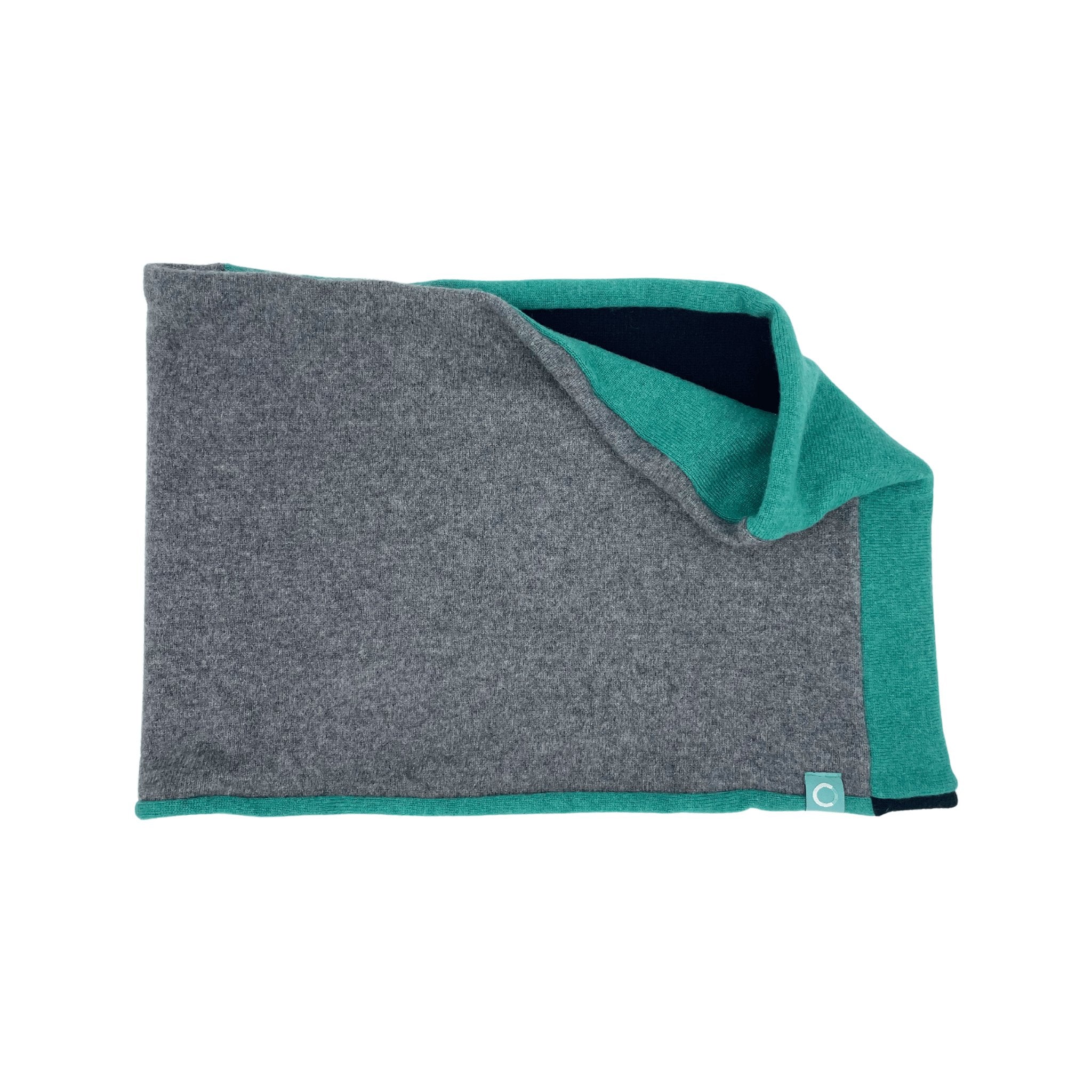 Recycled Neckwarmers | Large - Grey & Green - Cashmere Circle