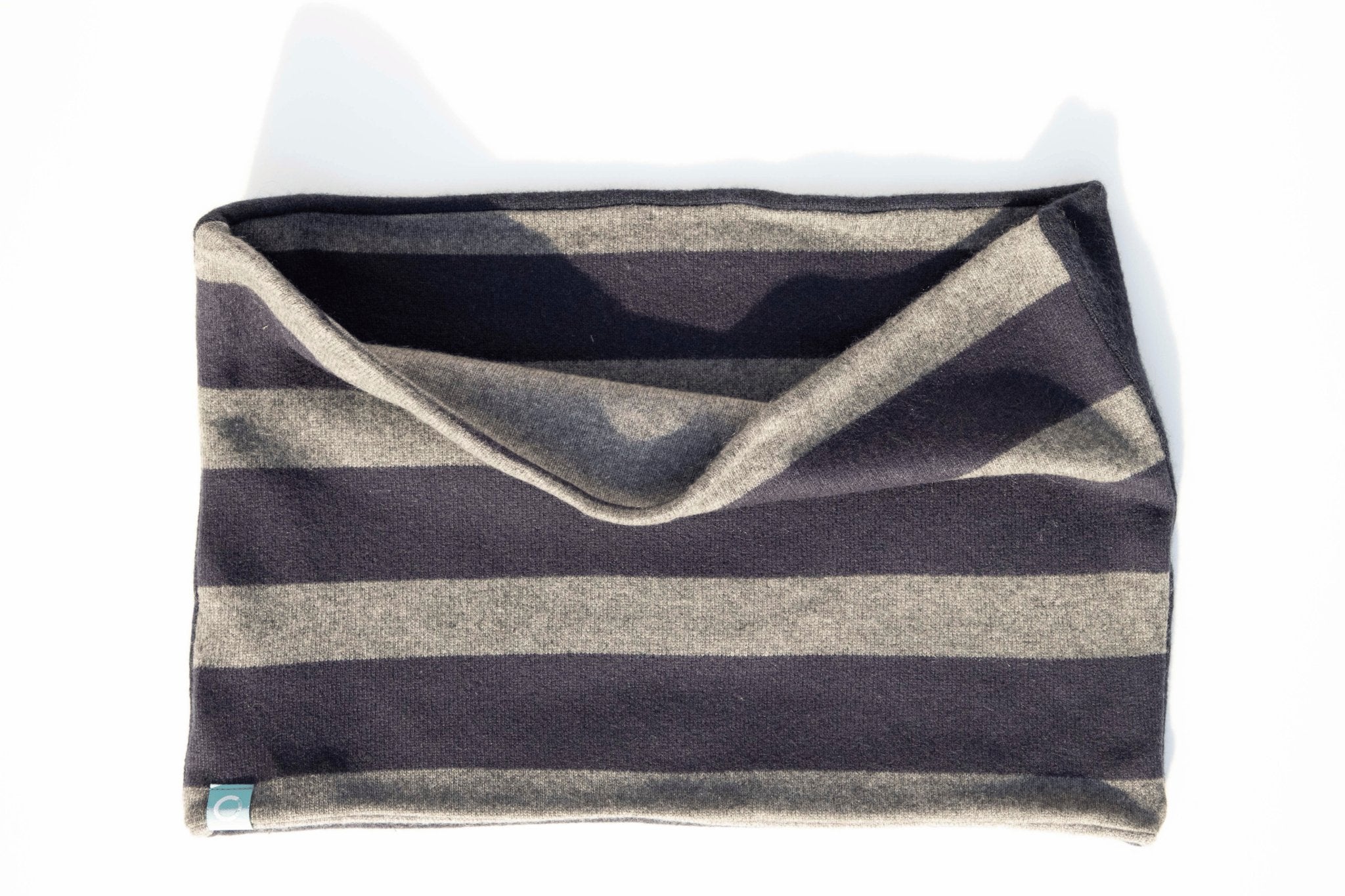 Recycled Neckwarmers | Regular - Navy & Grey Stripes - Cashmere Circle