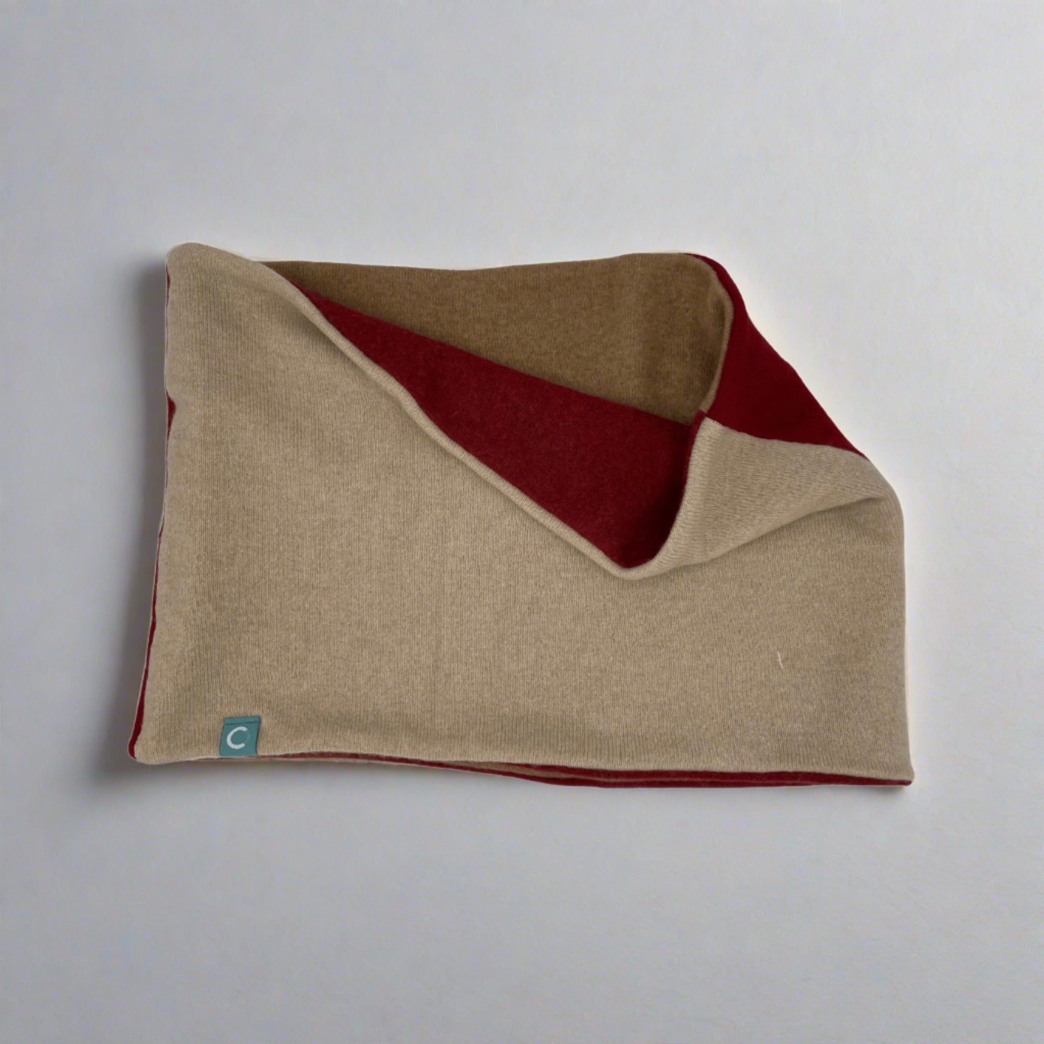 Recycled Neckwarmers | Large - Oatmeal & Red - Cashmere Circle