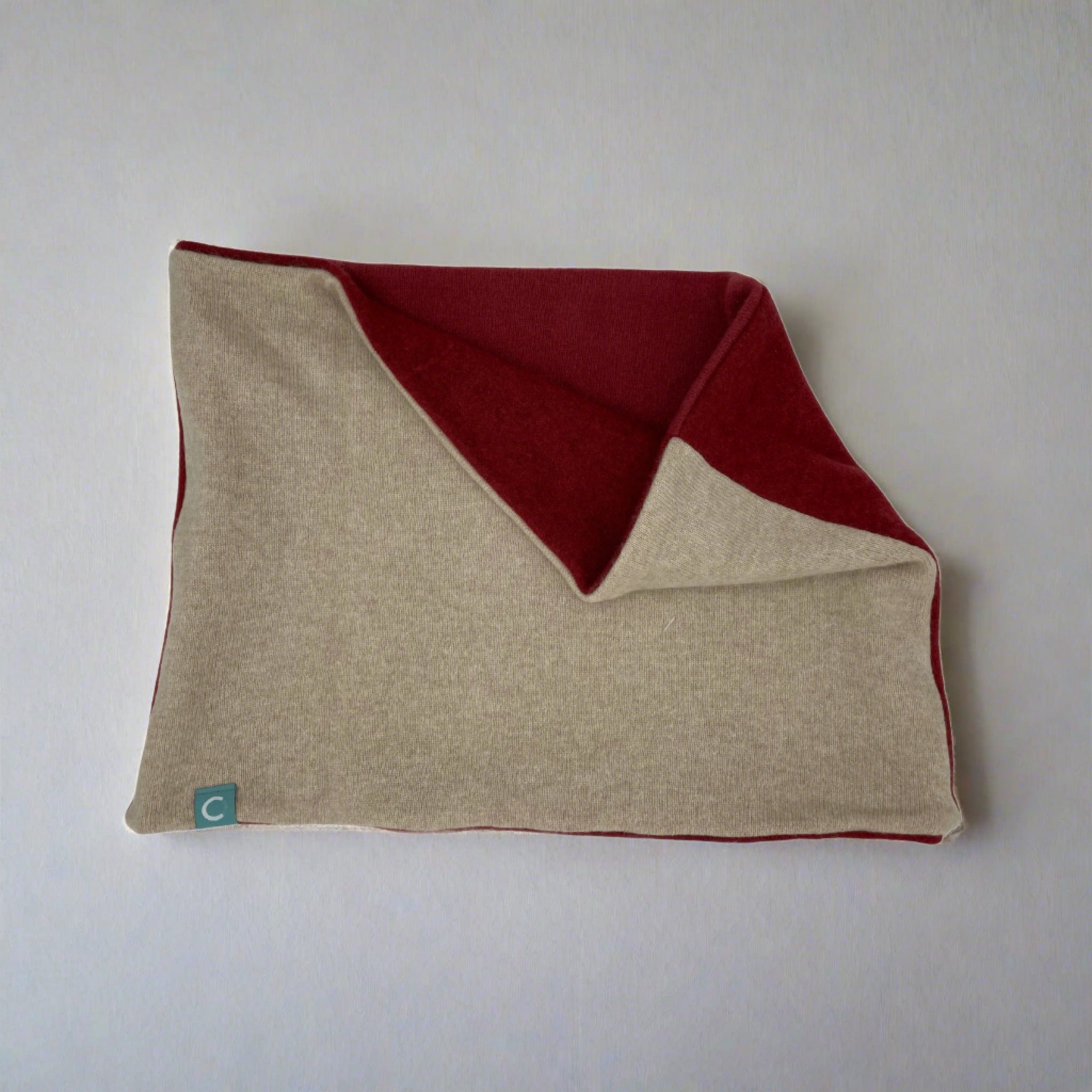 Recycled Neckwarmers | Large - Red & Beige - Cashmere Circle